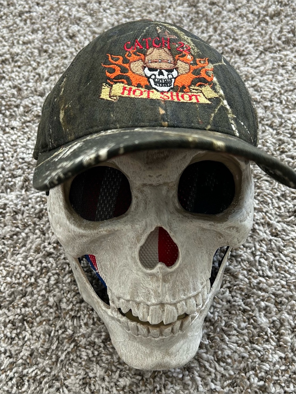 Flexfit Advantage Camo Catch-22 Hot Shot Skull Cowboy Hat Fitted Cap L-XL